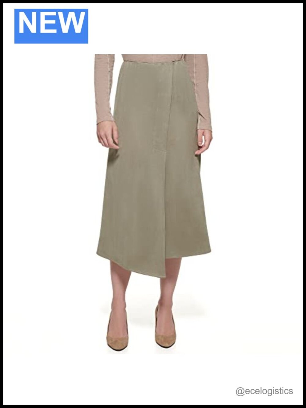 Faux Suede Wrap Midi Pull-On Skirt